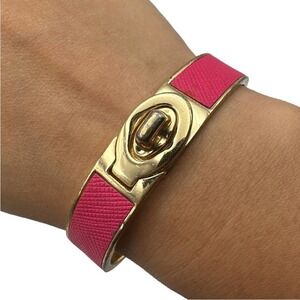 COACH Leather Turn Lock Hinges Bangle Bracelet